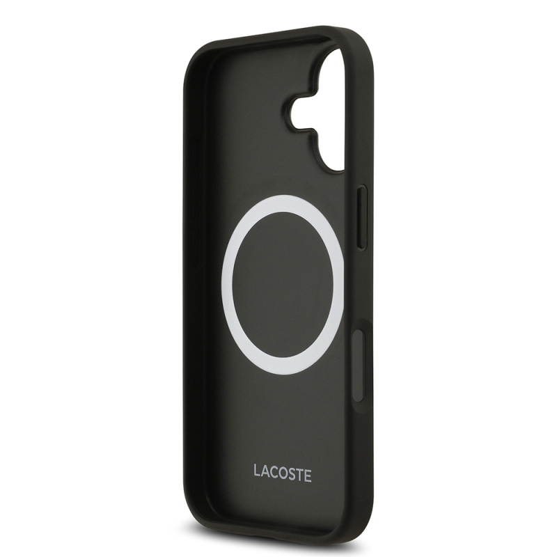 Apple iPhone 17 Case Lacoste Original Licensed M-Safe Charging Feature PU Leather Design Card Holder Mixed Monogram Pattern Cover - 7