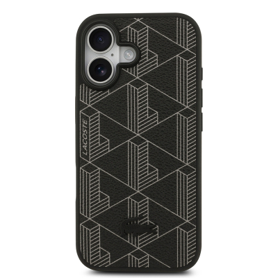 Apple iPhone 17 Case Lacoste Original Licensed M-Safe Charging Feature PU Leather Design Card Holder Mixed Monogram Pattern Cover - 5