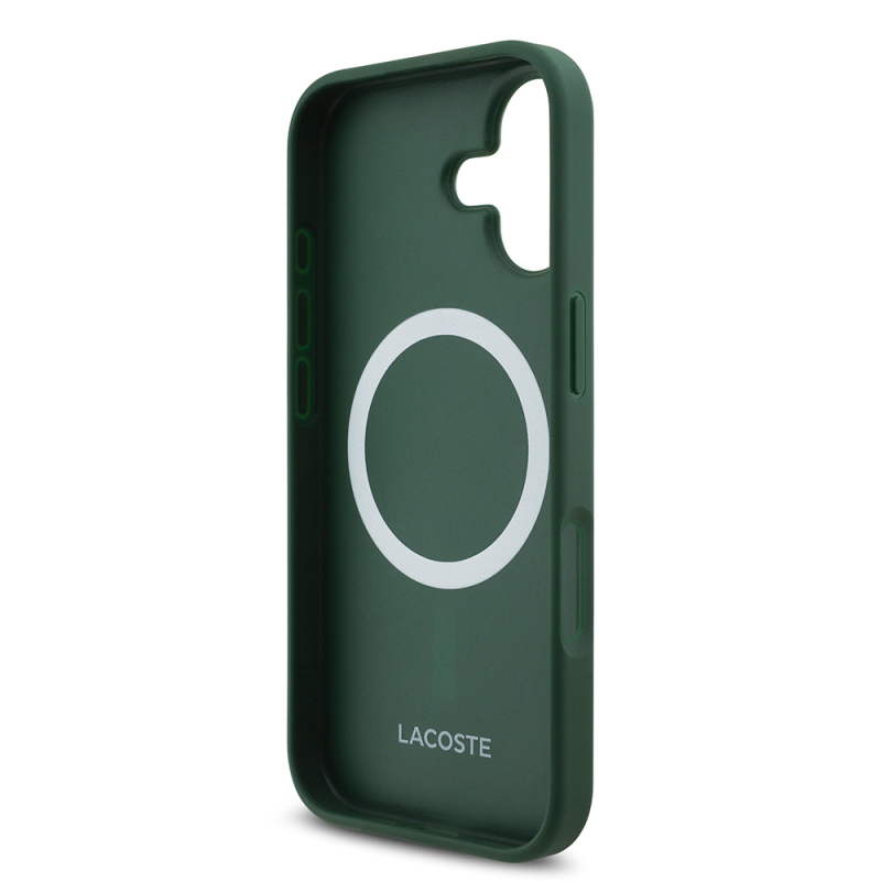 Apple iPhone 17 Case Lacoste Original Licensed M-Safe Charging Feature PU Leather Design Metal Logo Cover - 16