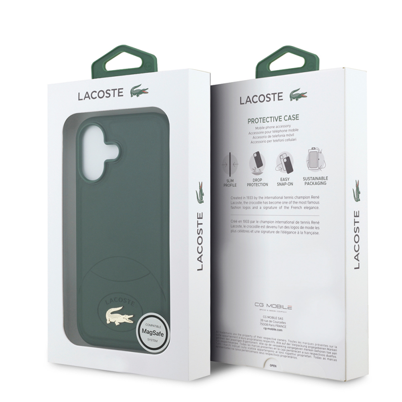 Apple iPhone 17 Case Lacoste Original Licensed M-Safe Charging Feature PU Leather Design Metal Logo Cover - 17