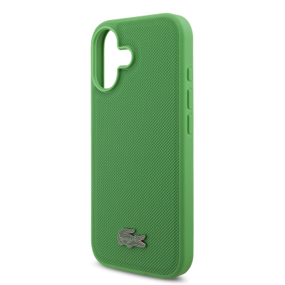 Apple iPhone 17 Case Lacoste Original Licensed M-Safe Charging Feature PU Pique Pattern Metal Logo Card Holder Cover - 27