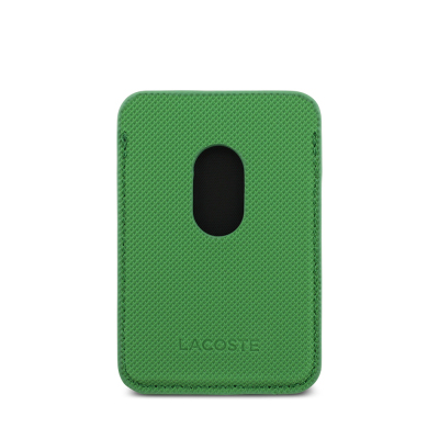 Apple iPhone 17 Case Lacoste Original Licensed M-Safe Charging Feature PU Pique Pattern Metal Logo Card Holder Cover - 32