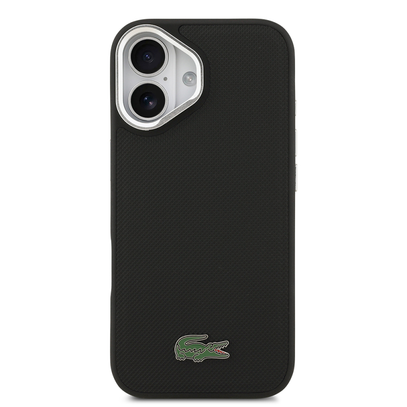 Apple iPhone 17 Case Lacoste Original Licensed M-safe Charging Feature PU Pique Pattern Stand Metal Logo Cover - 4