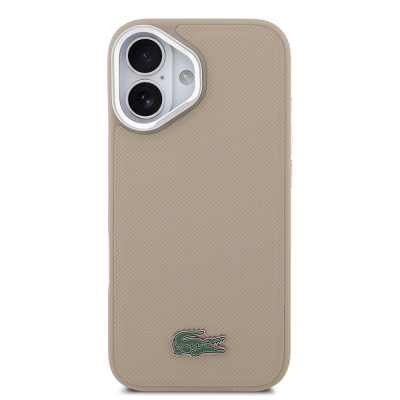 Apple iPhone 17 Case Lacoste Original Licensed M-safe Charging Feature PU Pique Pattern Stand Metal Logo Cover - 13