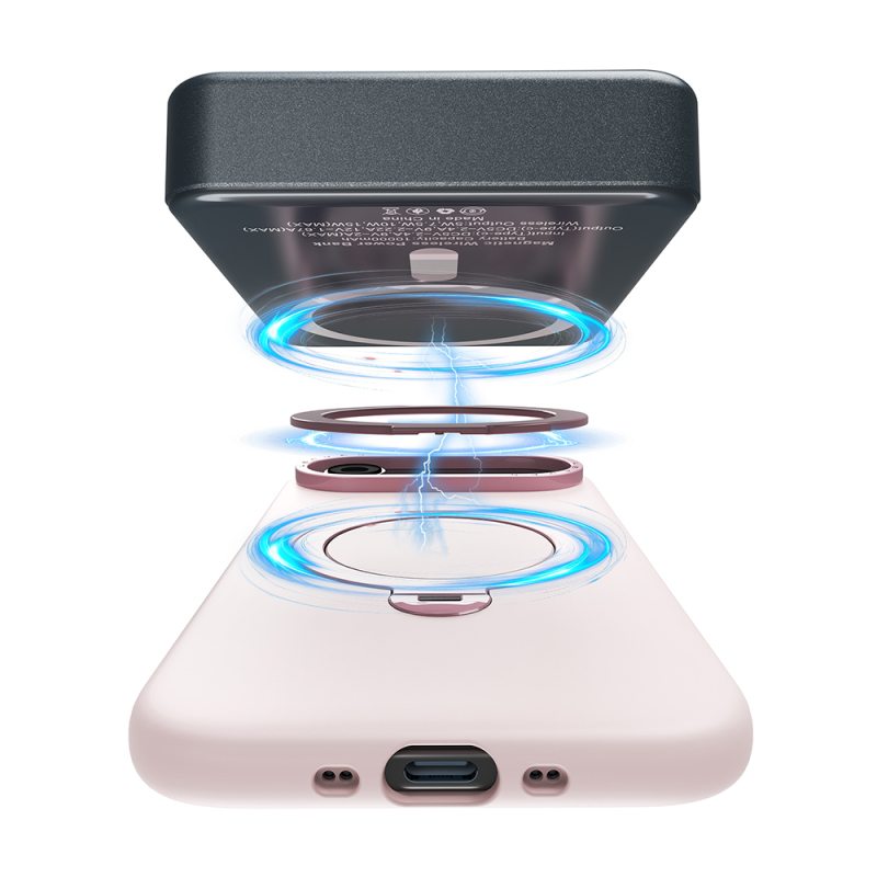 Apple iPhone 17 Case M-safe Charging Feature Metal Stand Liquid Silicone Lenses CK223 Cover - 7