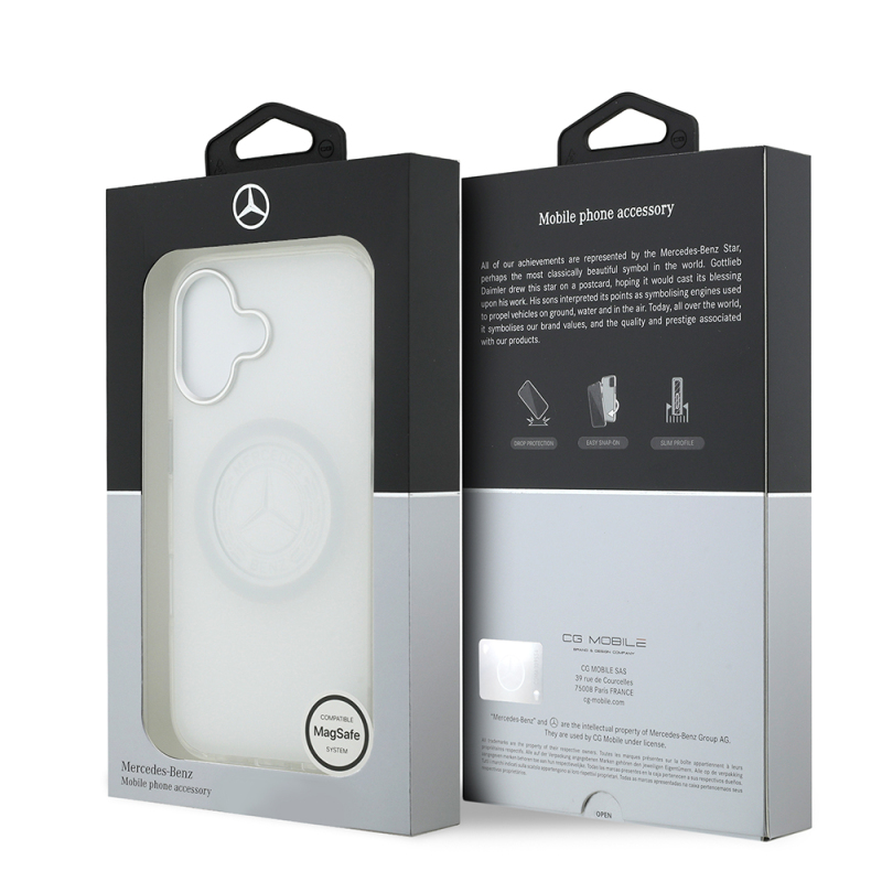 Apple iPhone 17 Case Mercedes Benz Original Licensed M-Safe Charging Feature Frosted PC Nostalgic Star Design Cover - 17
