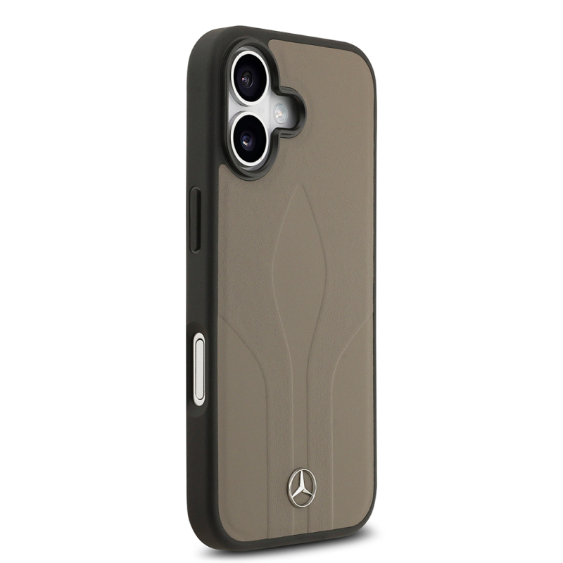 Apple iPhone 17 Case Mercedes Benz Original Licensed M-Safe Charging Feature Textured Patterned Leather Cover - 13