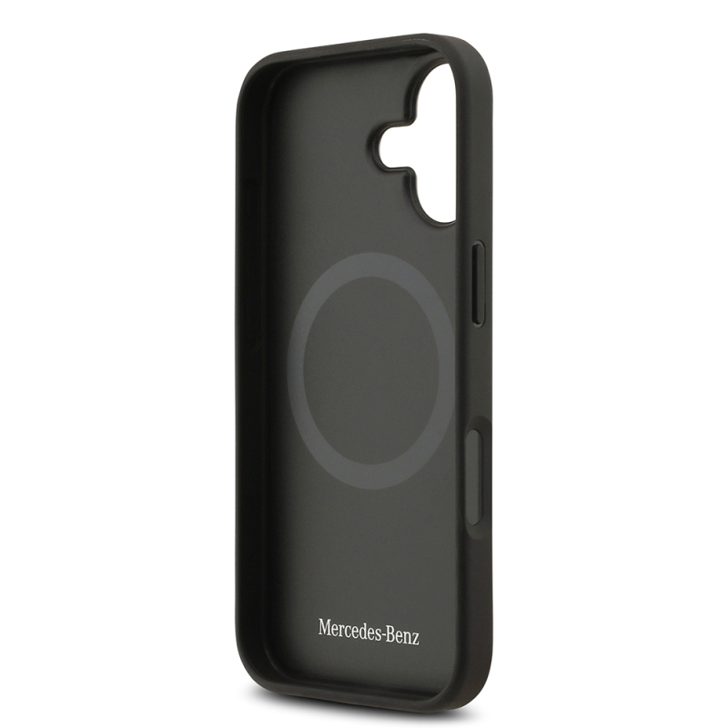 Apple iPhone 17 Case Mercedes Benz Original Licensed M-Safe Charging Feature Textured Patterned Leather Cover - 16