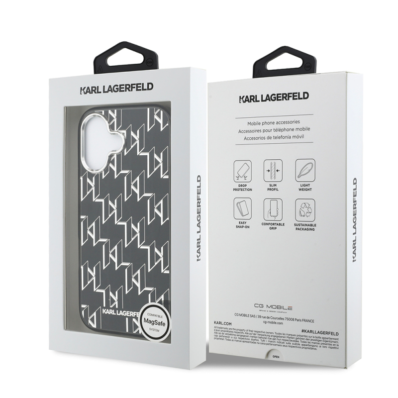 Apple iPhone 17 Case Original Licensed M-Safe Charging Feature Karl Lagerfeld IML Printed Monogram Design Cover - 9