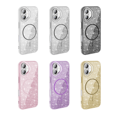 Apple iPhone 17 Case Shining Glitter Zore Okso Cover with M-safe Charging Feature - 17