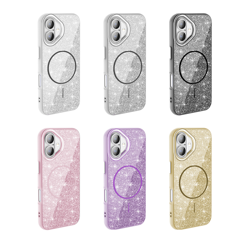 Apple iPhone 17 Case Shining Glitter Zore Okso Cover with M-safe Charging Feature - 17