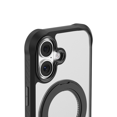 Apple iPhone 17 Case with M-safe Charging, Finger Ring Stand Airbag Design Mutural Obsidian Series Cover - 6