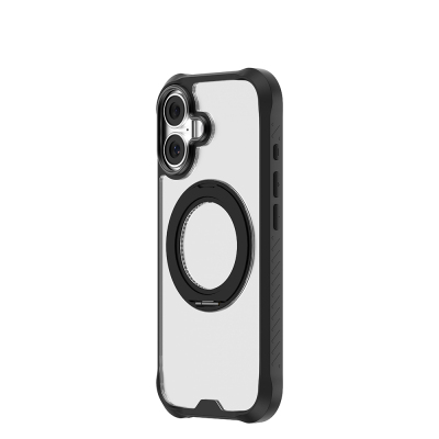 Apple iPhone 17 Case with M-safe Charging, Finger Ring Stand Airbag Design Mutural Obsidian Series Cover - 7