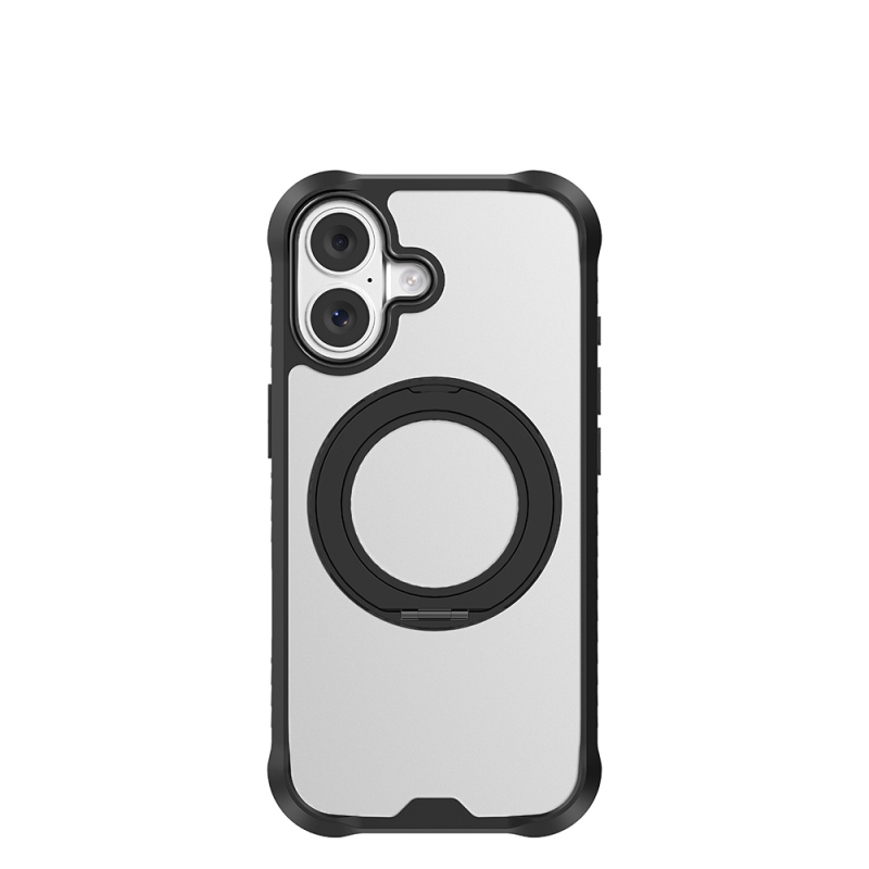 Apple iPhone 17 Case with M-safe Charging, Finger Ring Stand Airbag Design Mutural Obsidian Series Cover - 8