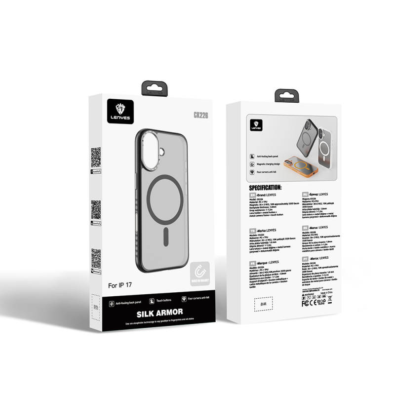 Apple iPhone 17 Case with M-safe Charging Metal Camera Stand Lenyes CK226 PC Cover - 12