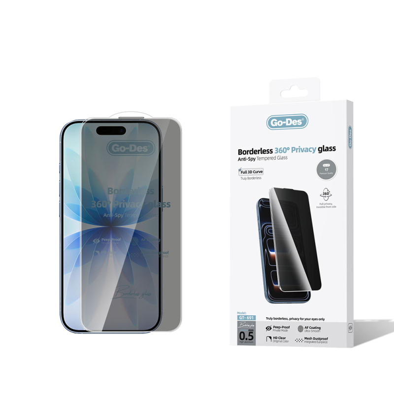 Apple iPhone 17 Go Des AF Borderless Privacy Tempered Glass Screen Protector - 1