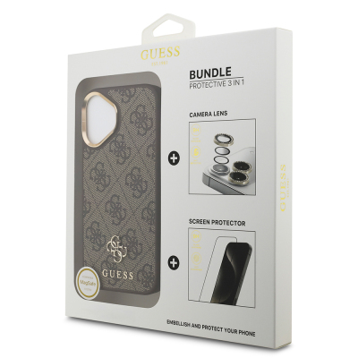 Apple iPhone 17 Guess Original Licensed 4G and Text Logo Case + Screen Protector + Lens Protector 3-in-1 Accessory Set - 3