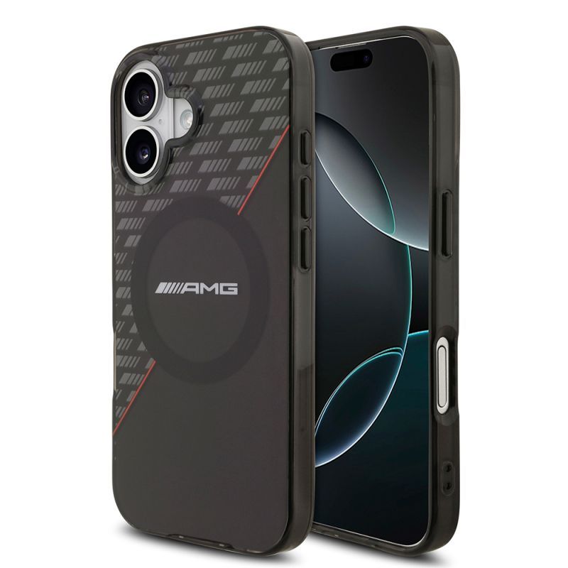 Apple iPhone 17 Kılıf AMG Orjinal Lisanslı M-safe Şarj Özellikli Çift Katmanlı Kırmızı Çapraz Çizgili Kapak - 2