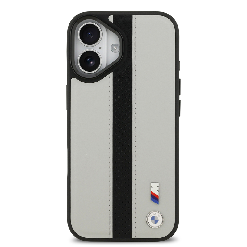 Apple iPhone 17 Kılıf BMW Orjinal Lisanslı M-safe Şarj Özellikli Deri Arka Yüzey Metal Logolu Delikli Şerit Tasarımlı Kapak - 4