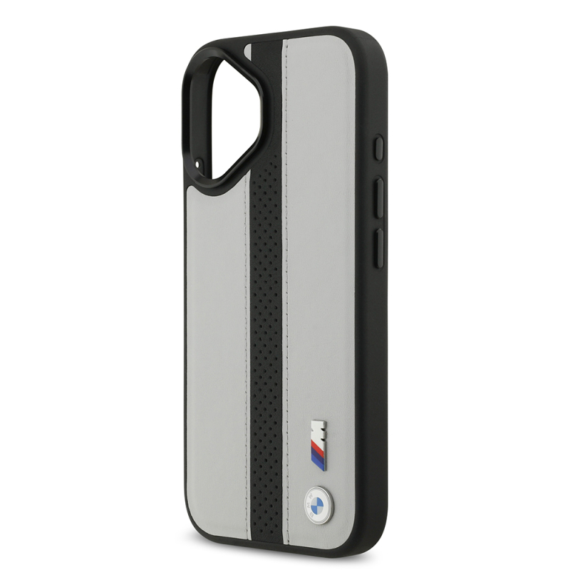 Apple iPhone 17 Kılıf BMW Orjinal Lisanslı M-safe Şarj Özellikli Deri Arka Yüzey Metal Logolu Delikli Şerit Tasarımlı Kapak - 7