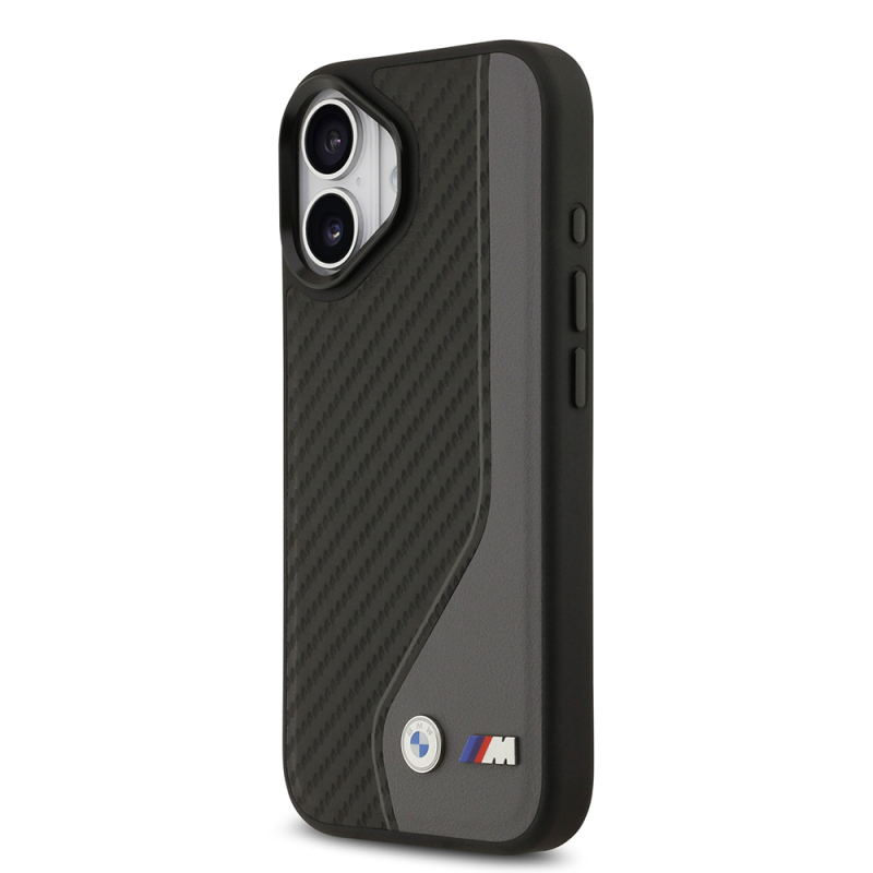 Apple iPhone 17 Kılıf BMW Orjinal Lisanslı M-safe Şarj Özellikli Metal BMW ve M Logolu PU Karbon Tasarımlı Kapak - 11