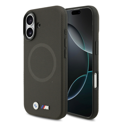 Apple iPhone 17 Kılıf BMW Orjinal Lisanslı M-safe Şarj Özellikli Metal Logolu Delikli M Dizayn Deri Kapak - 1