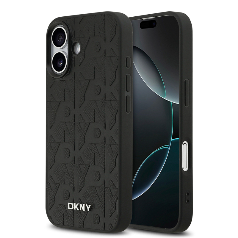 Apple iPhone 17 Kılıf DKNY Orjinal Lisanslı M-safe Şarj Özellikli 3D Yazılı Izgara Desenli Kapak - 1