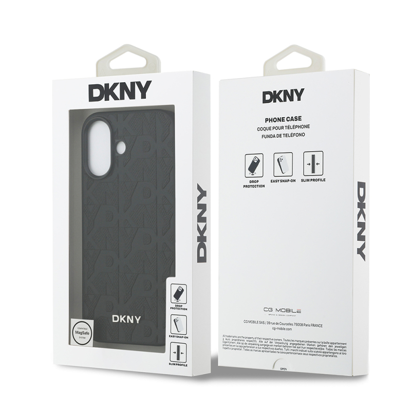 Apple iPhone 17 Kılıf DKNY Orjinal Lisanslı M-safe Şarj Özellikli 3D Yazılı Izgara Desenli Kapak - 9