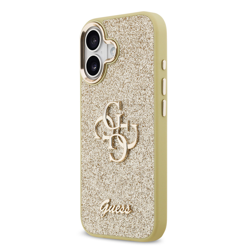 Apple iPhone 17 Kılıf Guess Orjinal Lisanslı 4G Büyük Metal Kamera Çerçeveli ve Logolu Glitter Kapak - 11
