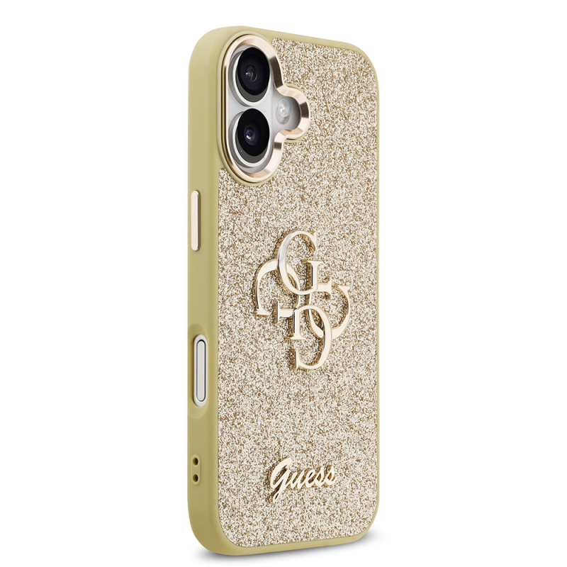 Apple iPhone 17 Kılıf Guess Orjinal Lisanslı 4G Büyük Metal Kamera Çerçeveli ve Logolu Glitter Kapak - 13
