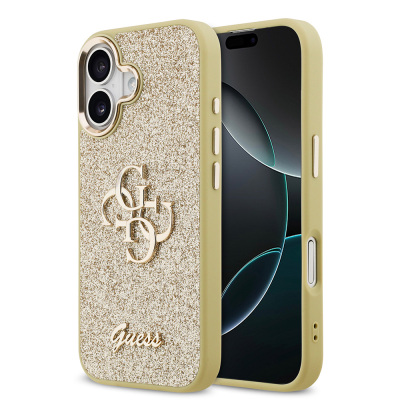 Apple iPhone 17 Kılıf Guess Orjinal Lisanslı 4G Büyük Metal Kamera Çerçeveli ve Logolu Glitter Kapak - 3