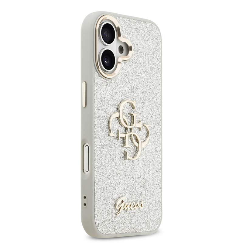 Apple iPhone 17 Kılıf Guess Orjinal Lisanslı 4G Büyük Metal Kamera Çerçeveli ve Logolu Glitter Kapak - 22