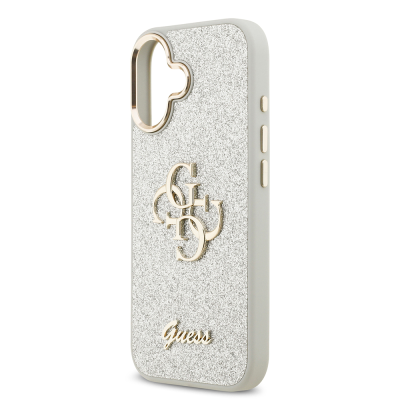Apple iPhone 17 Kılıf Guess Orjinal Lisanslı 4G Büyük Metal Kamera Çerçeveli ve Logolu Glitter Kapak - 24