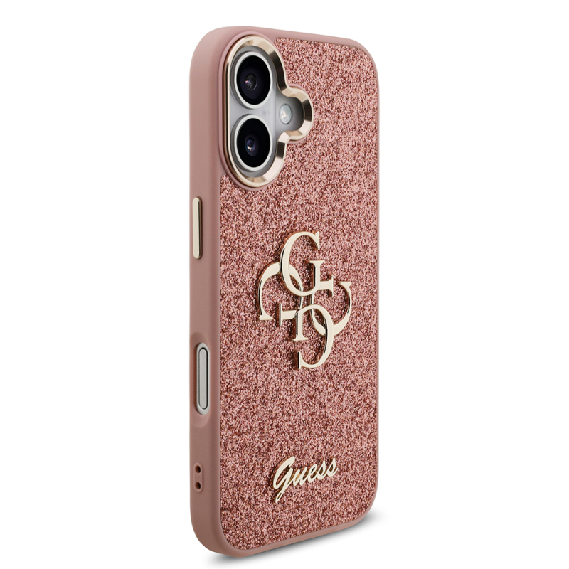 Apple iPhone 17 Kılıf Guess Orjinal Lisanslı 4G Büyük Metal Kamera Çerçeveli ve Logolu Glitter Kapak - 29
