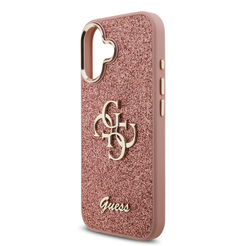 Apple iPhone 17 Kılıf Guess Orjinal Lisanslı 4G Büyük Metal Kamera Çerçeveli ve Logolu Glitter Kapak - 31