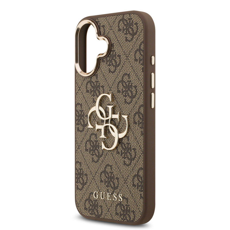 Apple iPhone 17 Kılıf Guess Orjinal Lisanslı Gold Metal Kamera Çerçeveli 4G Desenli Metal Büyük 4G ve Yazı Logolu Kapak - 9