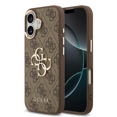 Apple iPhone 17 Kılıf Guess Orjinal Lisanslı Gold Metal Kamera Çerçeveli 4G Desenli Metal Büyük 4G ve Yazı Logolu Kapak - 2