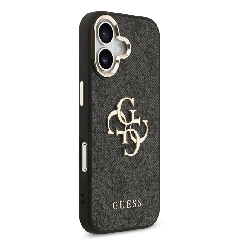 Apple iPhone 17 Kılıf Guess Orjinal Lisanslı Gold Metal Kamera Çerçeveli 4G Desenli Metal Büyük 4G ve Yazı Logolu Kapak - 14