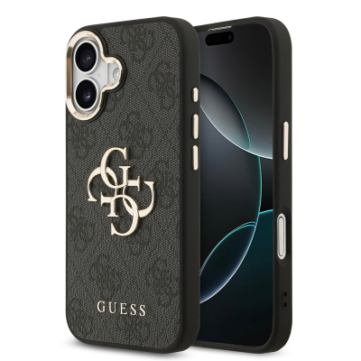 Apple iPhone 17 Kılıf Guess Orjinal Lisanslı Gold Metal Kamera Çerçeveli 4G Desenli Metal Büyük 4G ve Yazı Logolu Kapak - 3