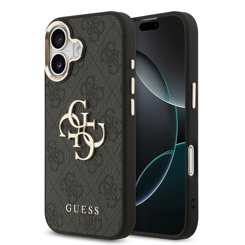 Apple iPhone 17 Kılıf Guess Orjinal Lisanslı Gold Metal Kamera Çerçeveli 4G Desenli Metal Büyük 4G ve Yazı Logolu Kapak - 3