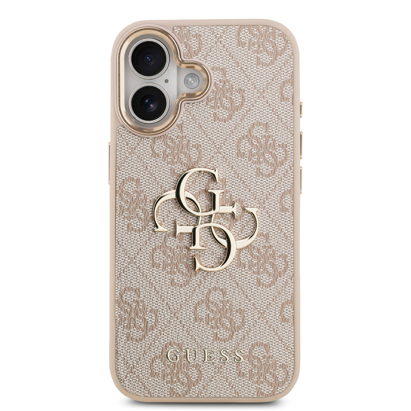 Apple iPhone 17 Kılıf Guess Orjinal Lisanslı Gold Metal Kamera Çerçeveli 4G Desenli Metal Büyük 4G ve Yazı Logolu Kapak - 20