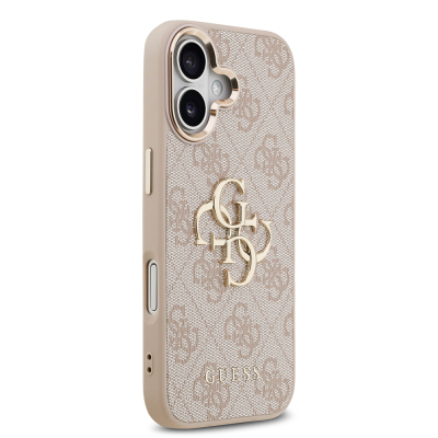 Apple iPhone 17 Kılıf Guess Orjinal Lisanslı Gold Metal Kamera Çerçeveli 4G Desenli Metal Büyük 4G ve Yazı Logolu Kapak - 21