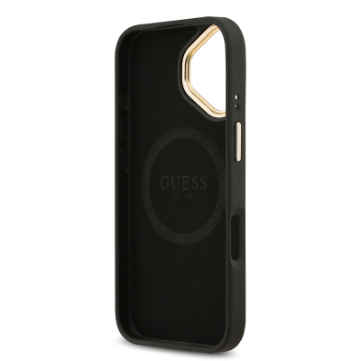 Apple iPhone 17 Kılıf Guess Orjinal Lisanslı M-safe Şarj Özellikli 4G Desenli PU Metal Plaka Klasik Logolu Kapak - 15
