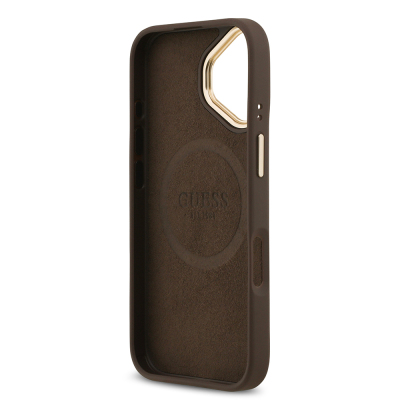 Apple iPhone 17 Kılıf Guess Orjinal Lisanslı M-safe Şarj Özellikli 4G Desenli PU Metal Plaka Klasik Logolu Kapak - 22