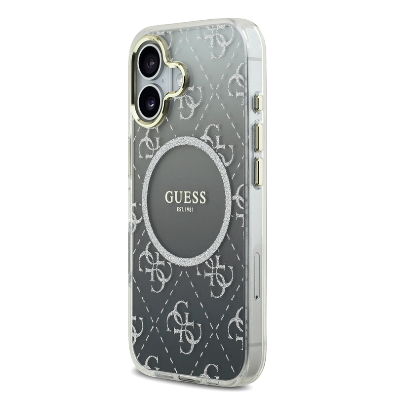 Apple iPhone 17 Kılıf Guess Orjinal Lisanslı M-safe Şarj Özellikli 4G Desenli Simli Silikon Kapak - 5