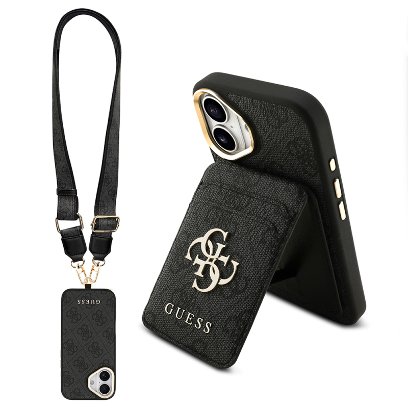Apple iPhone 17 Kılıf Guess Orjinal Lisanslı M-safe Şarj Özellikli Askılı ve 4G Logo Kartlıklı Kapak - 1