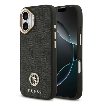 Apple iPhone 17 Kılıf Guess Orjinal Lisanslı M-safe Şarj Özellikli Gold Metal Kamera Çerçeveli Taşlı 4G Logolu Kapak - 2