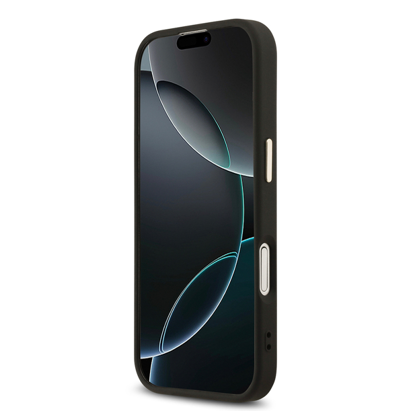 Apple iPhone 17 Kılıf Guess Orjinal Lisanslı M-safe Şarj Özellikli Gold Metal Kamera Çerçeveli Taşlı Üçgen Logo 4G Desenli Kapak - 7