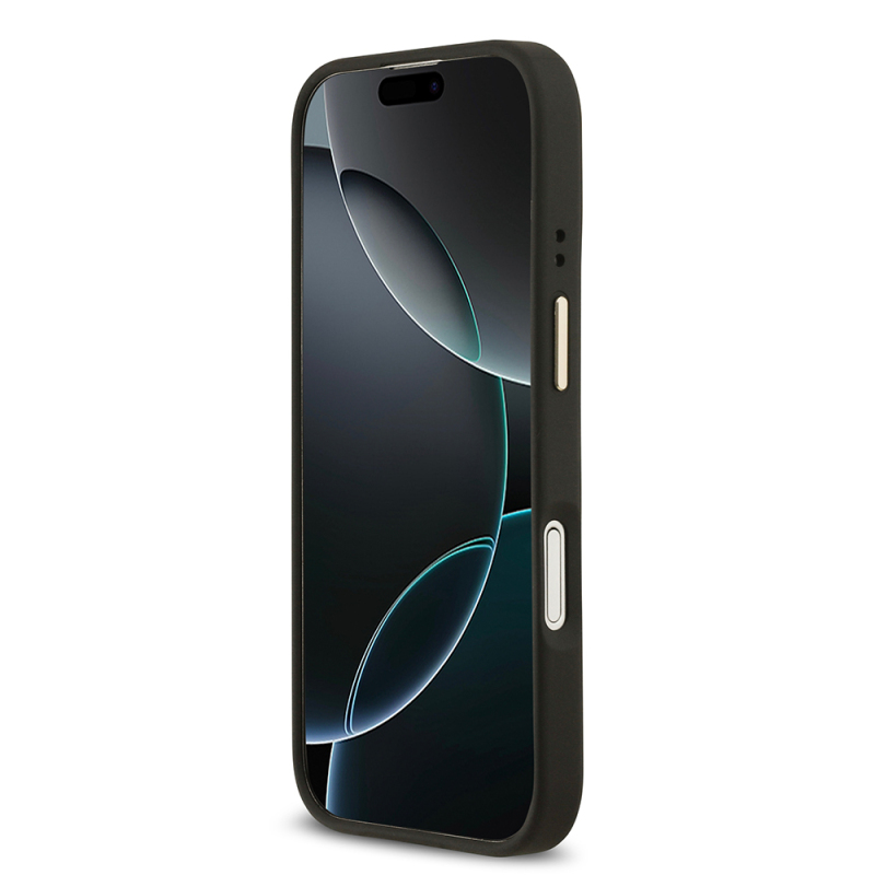 Apple iPhone 17 Kılıf Guess Orjinal Lisanslı M-safe Şarj Özellikli Grained Yazı ve Taşlı 4G Logolu Kapak - 15