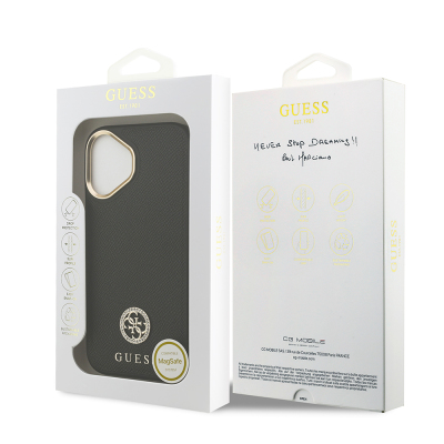 Apple iPhone 17 Kılıf Guess Orjinal Lisanslı M-safe Şarj Özellikli Grained Yazı ve Taşlı 4G Logolu Kapak - 18